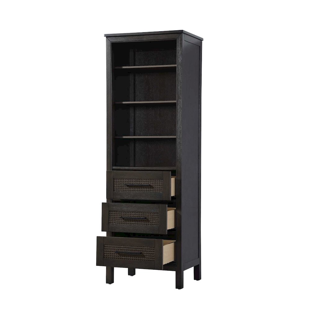 24 Inch Open Shelving Bath Storage Cabinet in Chocolate Oak. Picture 2