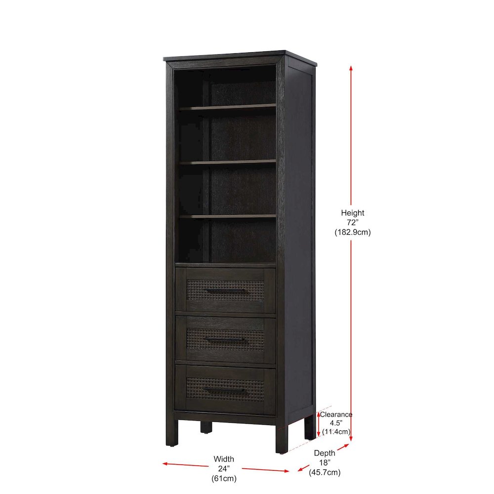 24 Inch Open Shelving Bath Storage Cabinet in Chocolate Oak. Picture 7