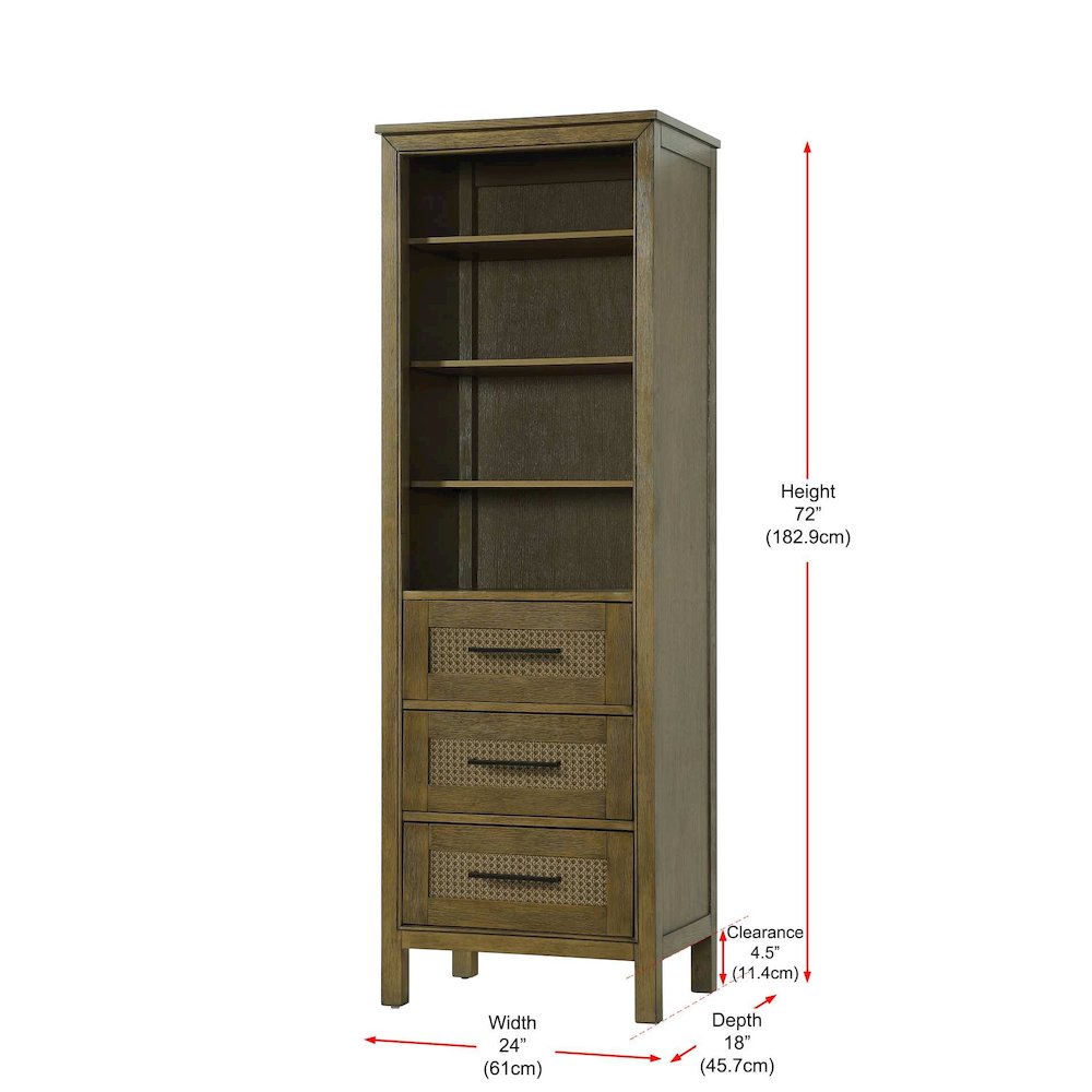 24 Inch Open Shelving Bath Storage Cabinet in Hazel Oak. Picture 7