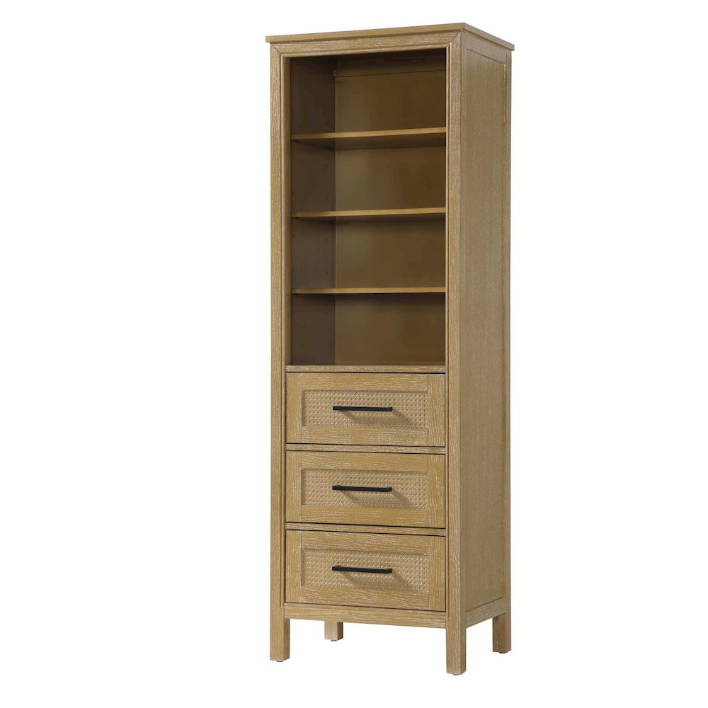 24 Inch Open Shelving Bath Storage Cabinet in Linen Oak. Picture 1