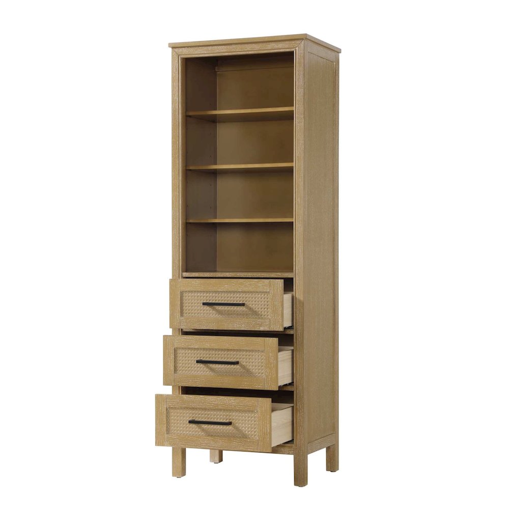 24 Inch Open Shelving Bath Storage Cabinet in Linen Oak. Picture 2