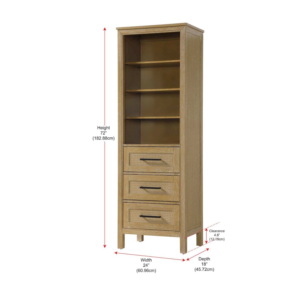 24 Inch Open Shelving Bath Storage Cabinet in Linen Oak. Picture 7