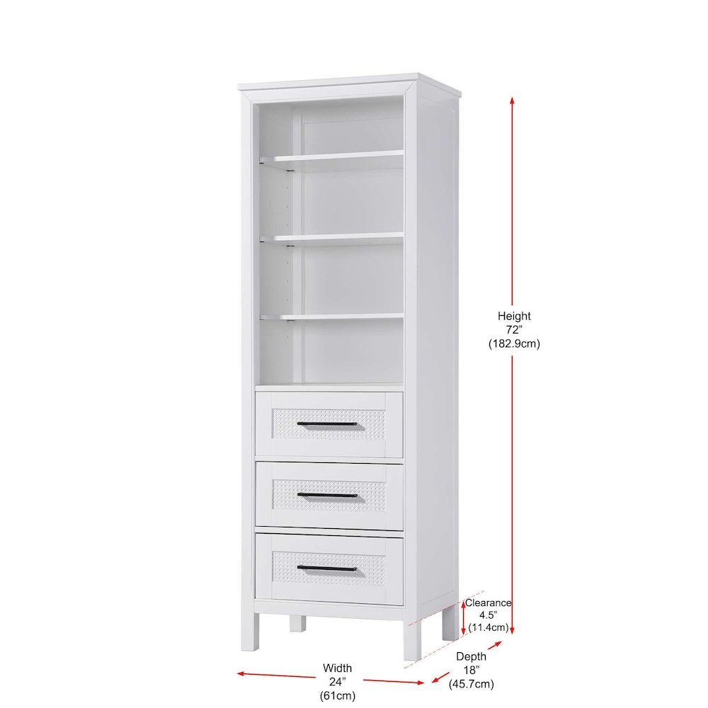 24 Inch Open Shelving Bath Storage Cabinet in White. Picture 7