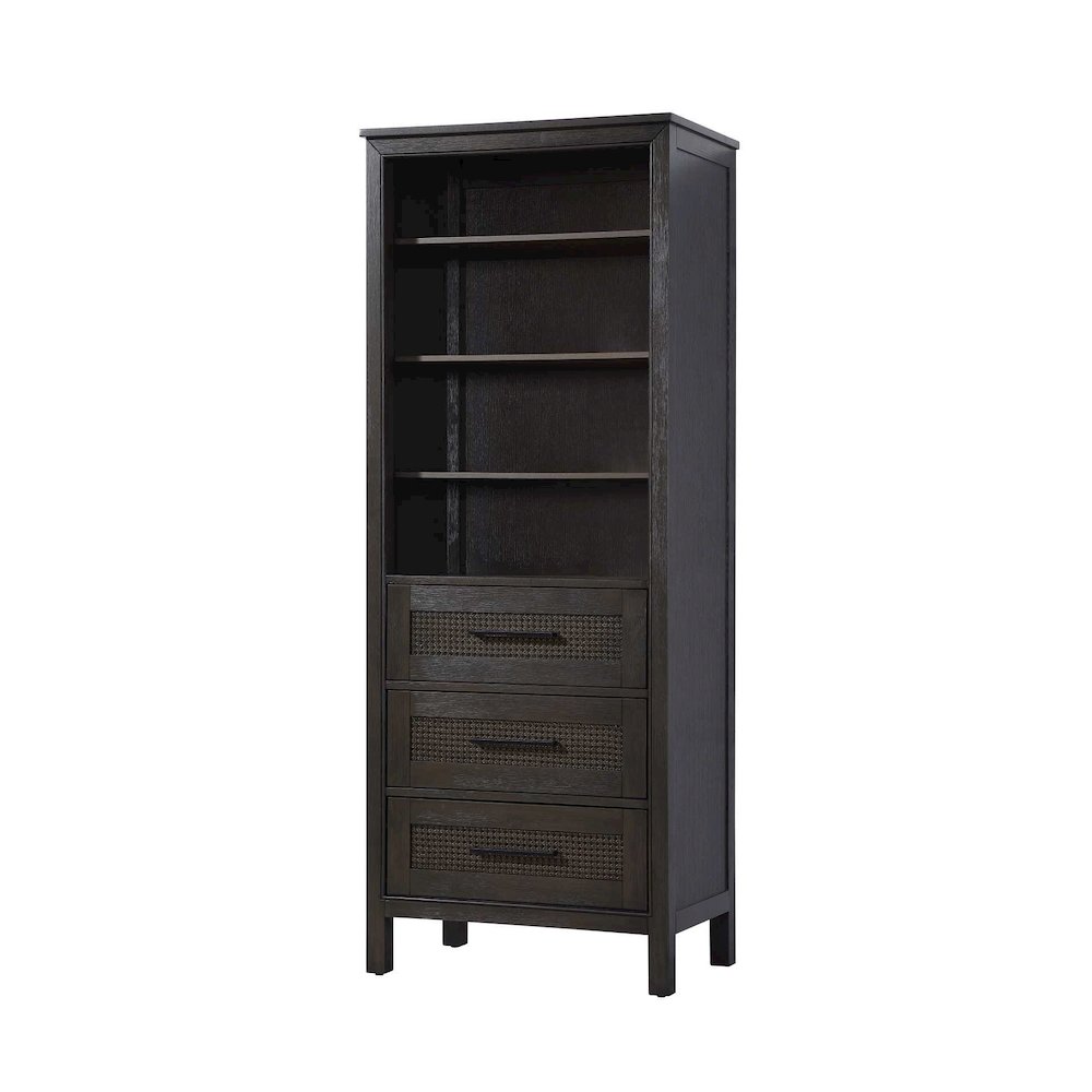 28 Inch Open Shelving Bath Storage Cabinet in Chocolate Oak. Picture 1