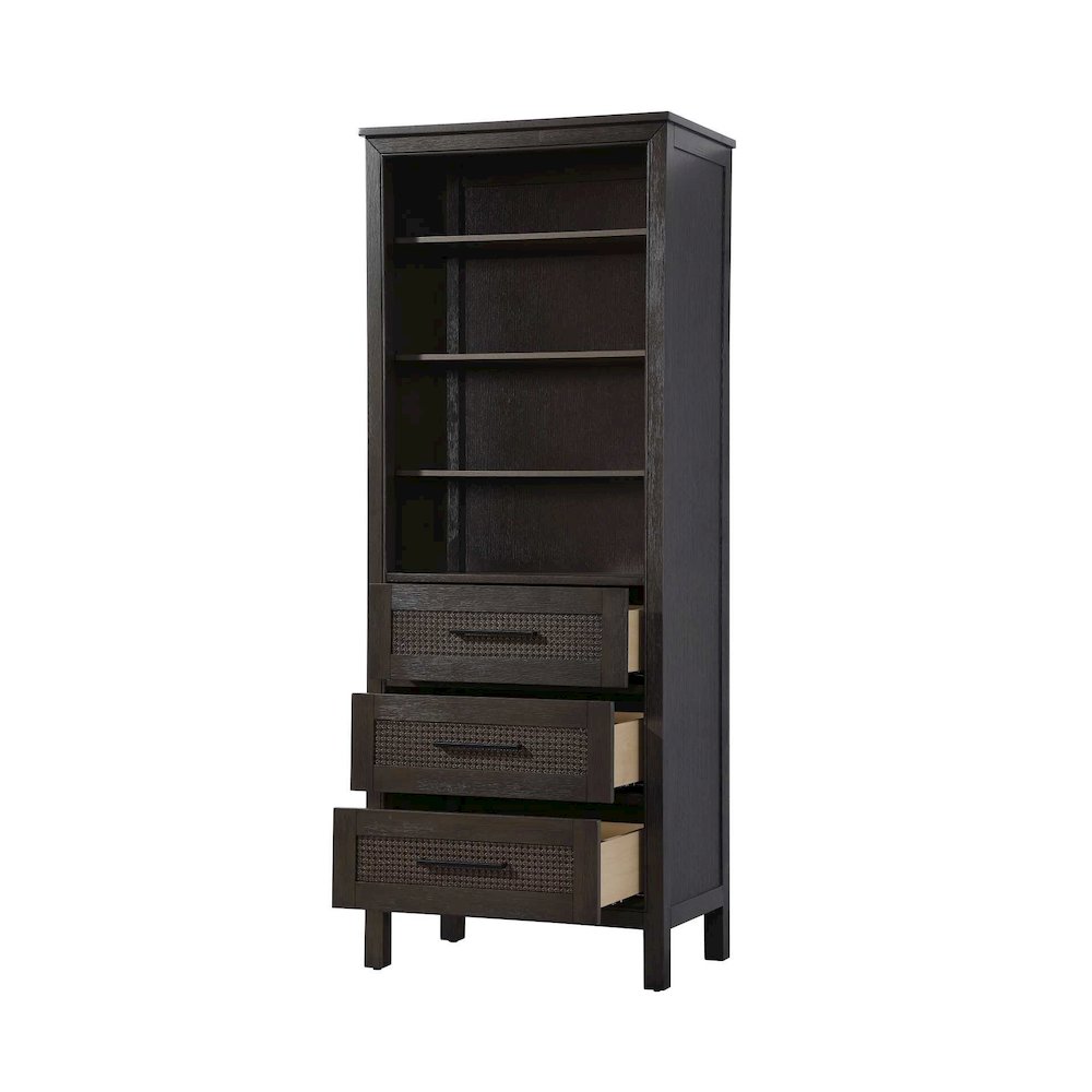 28 Inch Open Shelving Bath Storage Cabinet in Chocolate Oak. Picture 2