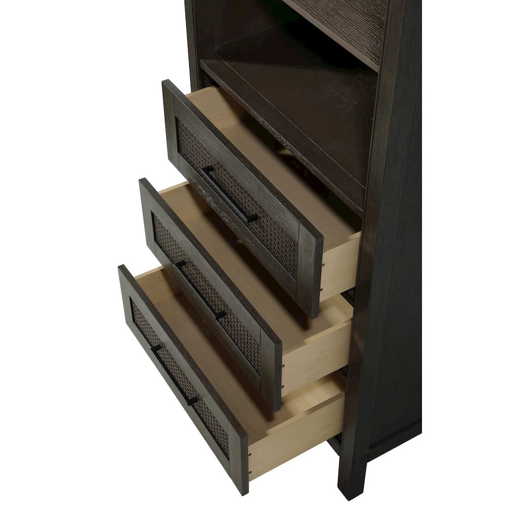 28 Inch Open Shelving Bath Storage Cabinet in Chocolate Oak. Picture 3