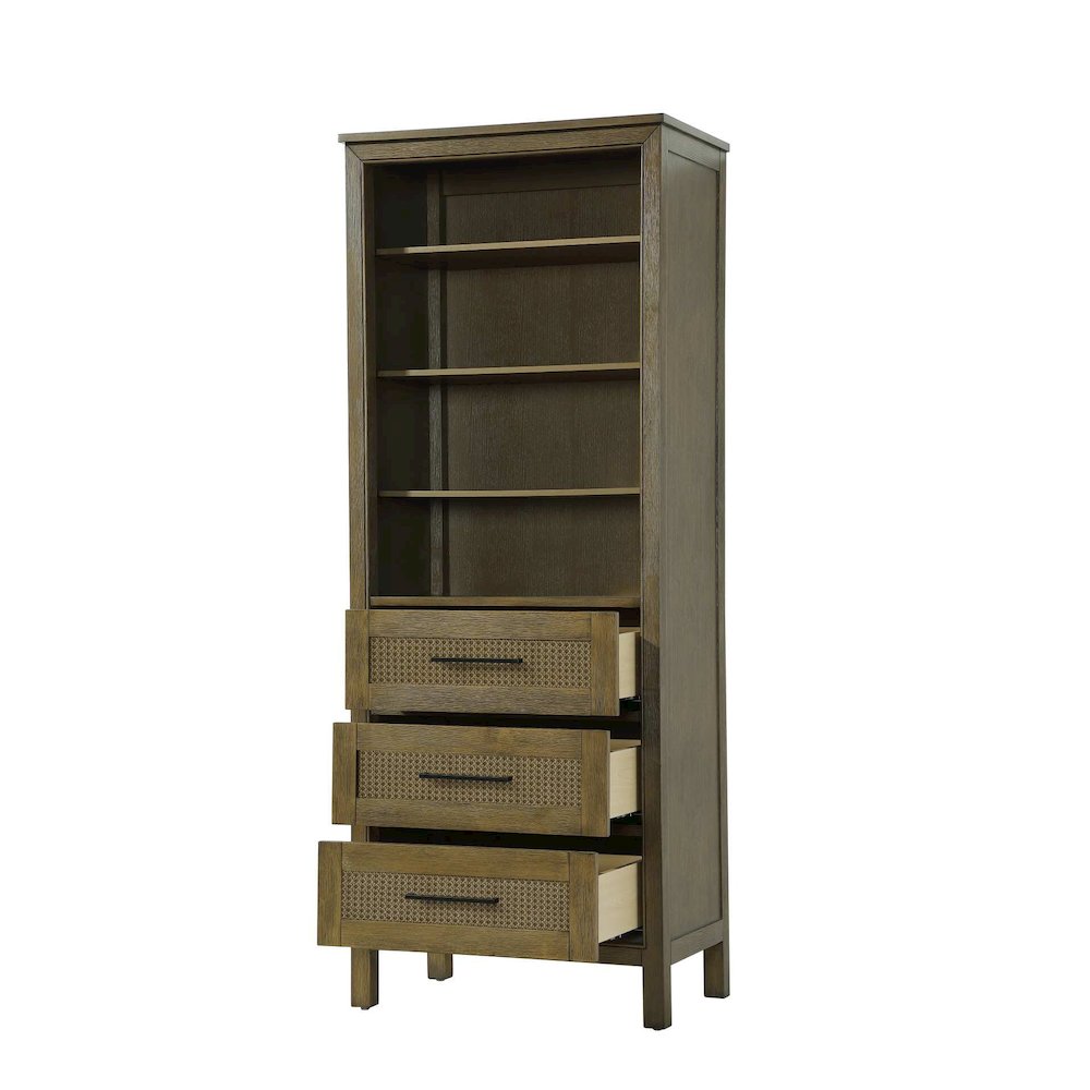 28 Inch Open Shelving Bath Storage Cabinet in Hazel Oak. Picture 2