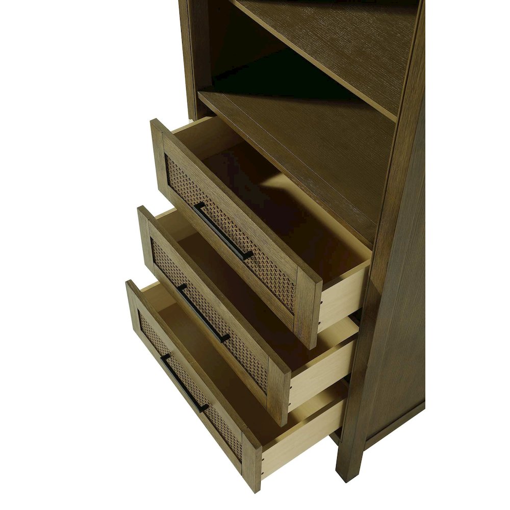 28 Inch Open Shelving Bath Storage Cabinet in Hazel Oak. Picture 3