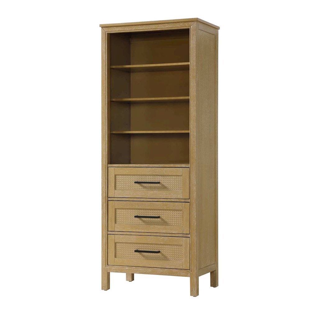 28 Inch Open Shelving Bath Storage Cabinet in Linen Oak. Picture 1
