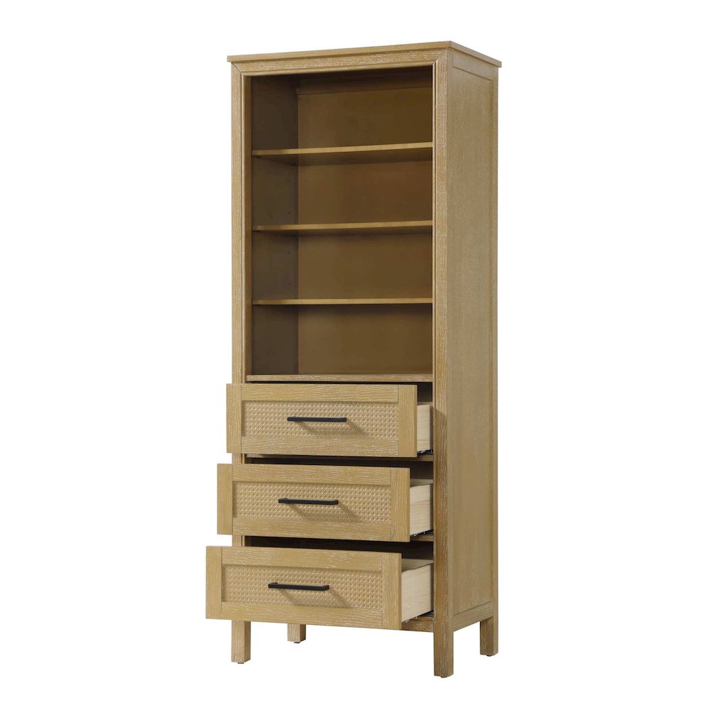 28 Inch Open Shelving Bath Storage Cabinet in Linen Oak. Picture 2