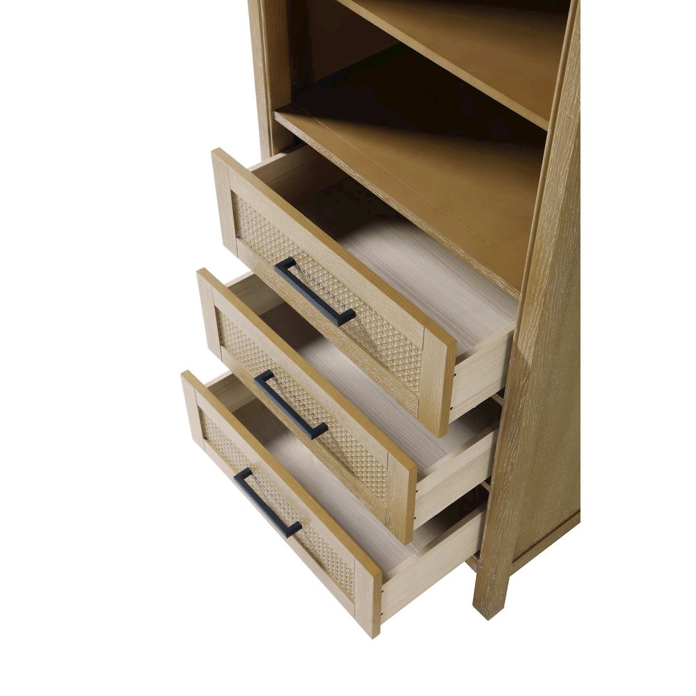 28 Inch Open Shelving Bath Storage Cabinet in Linen Oak. Picture 3
