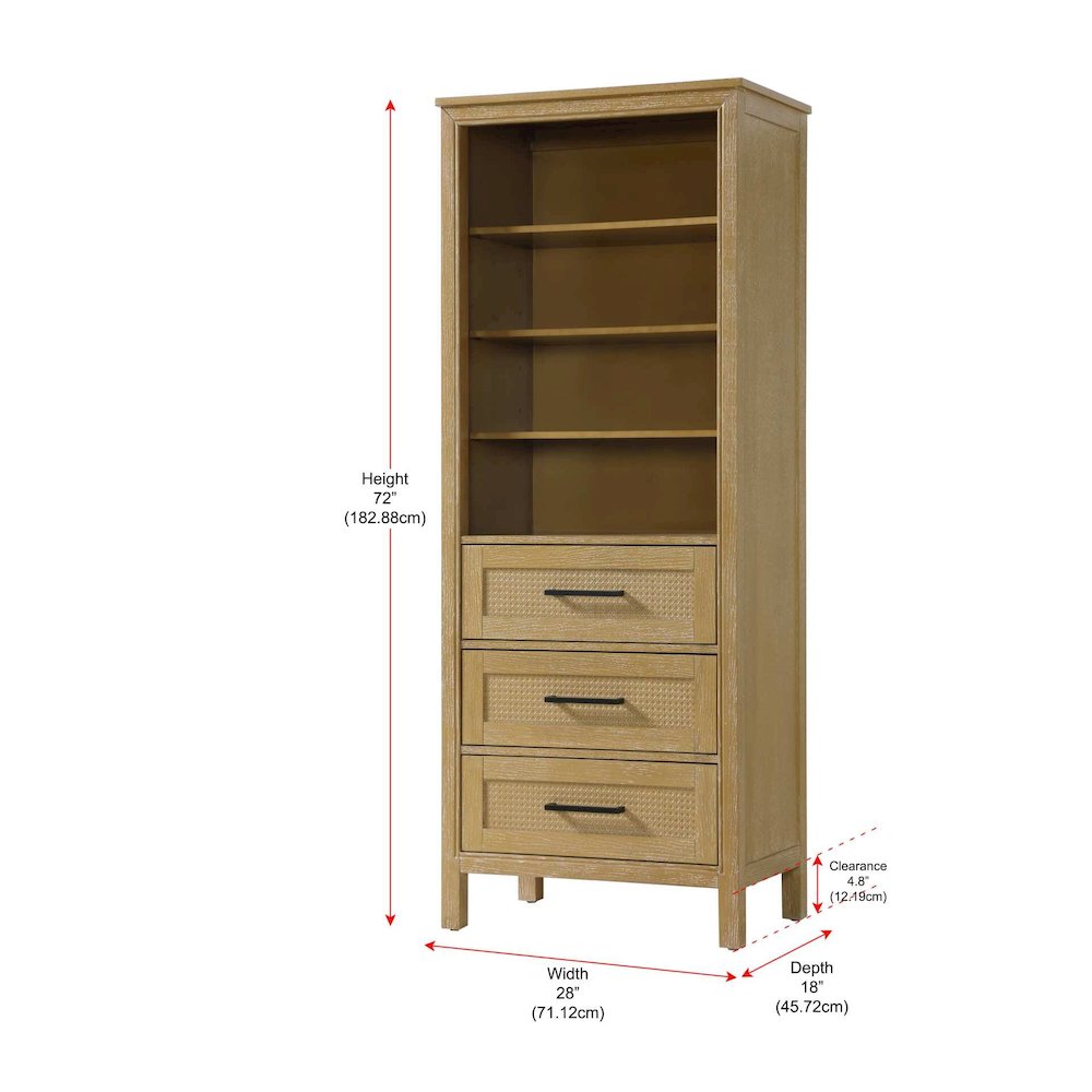 28 Inch Open Shelving Bath Storage Cabinet in Linen Oak. Picture 7