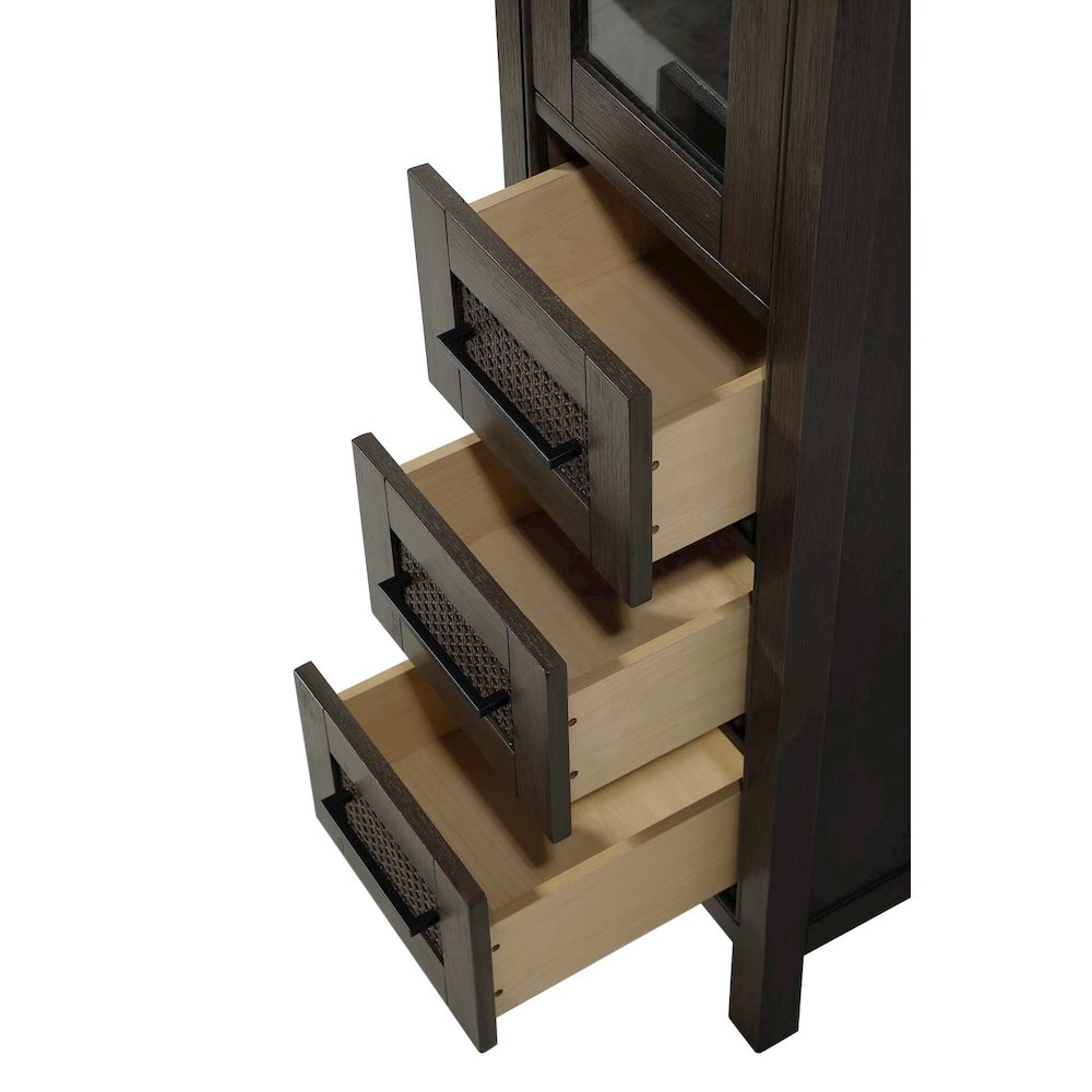 16 Inch Bath Storage Glass Cabinet in Chocolate Oak. Picture 3