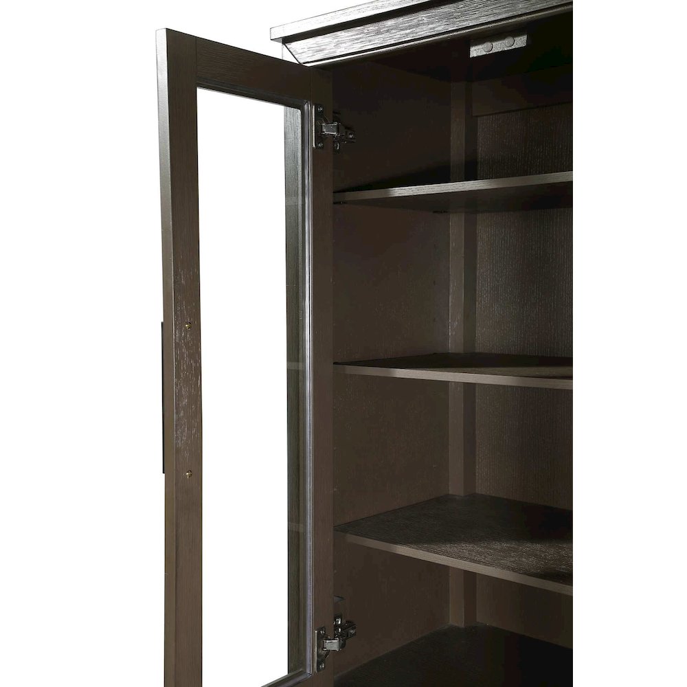 16 Inch Bath Storage Glass Cabinet in Chocolate Oak. Picture 4