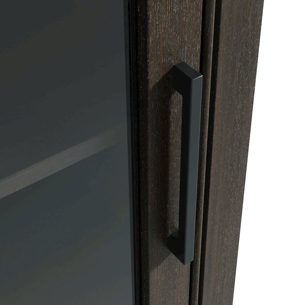 16 Inch Bath Storage Glass Cabinet in Chocolate Oak. Picture 5