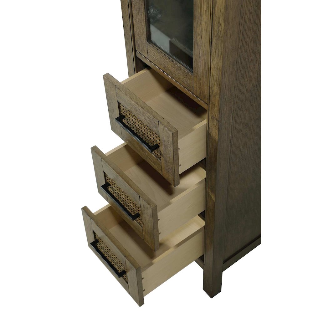 16 Inch Bath Storage Glass Cabinet in Hazel Oak. Picture 3