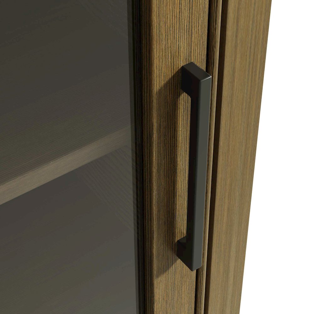 16 Inch Bath Storage Glass Cabinet in Hazel Oak. Picture 5