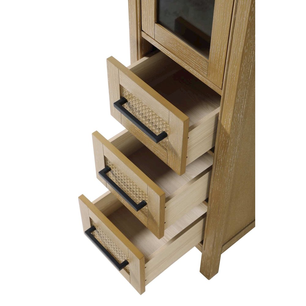 16 Inch Bath Storage Glass Cabinet in Linen Oak. Picture 4