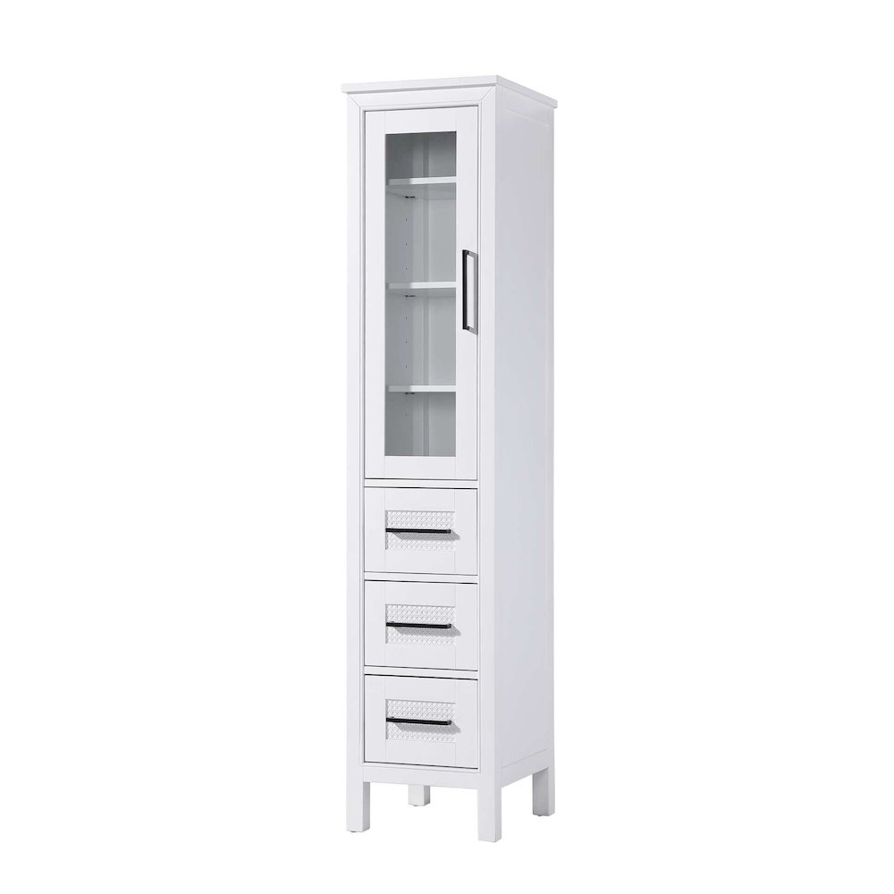 16 Inch Bath Storage Glass Cabinet in White. Picture 1