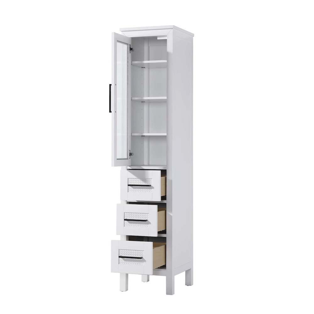 16 Inch Bath Storage Glass Cabinet in White. Picture 2