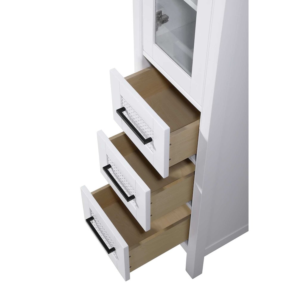 16 Inch Bath Storage Glass Cabinet in White. Picture 3