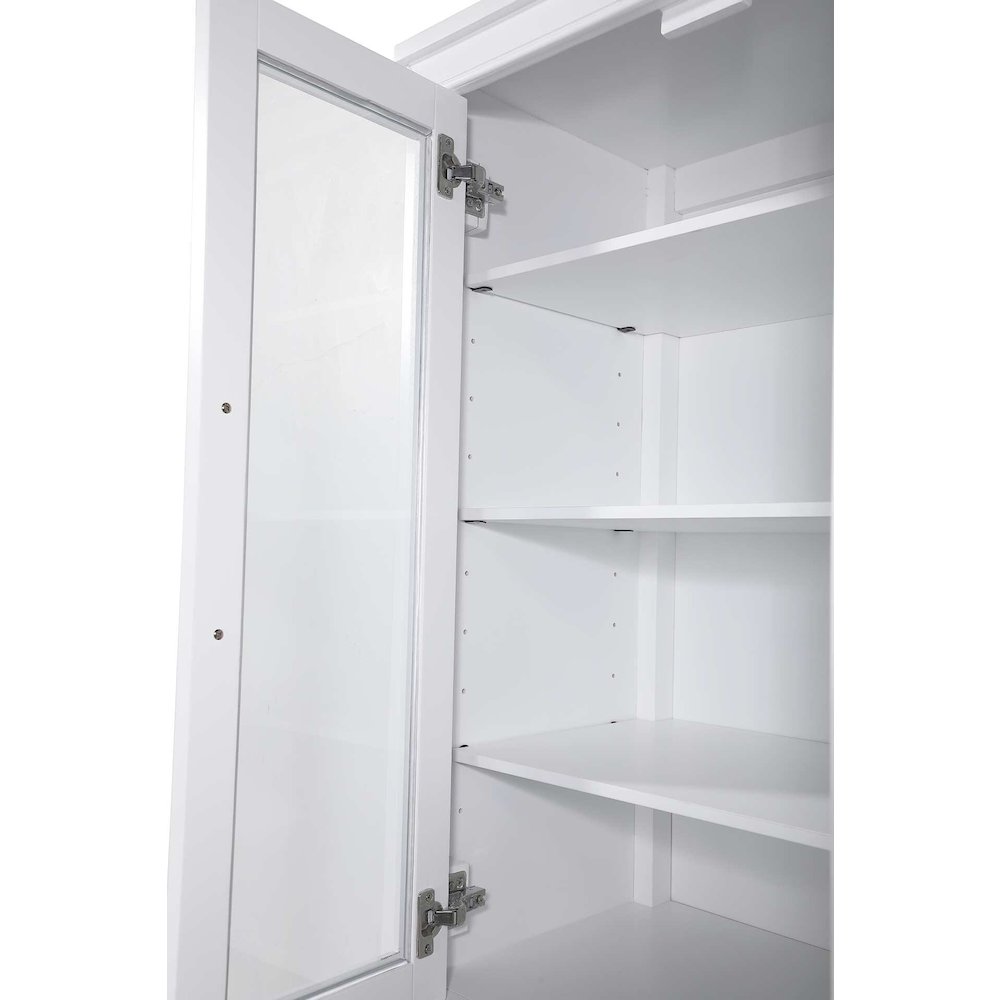16 Inch Bath Storage Glass Cabinet in White. Picture 4