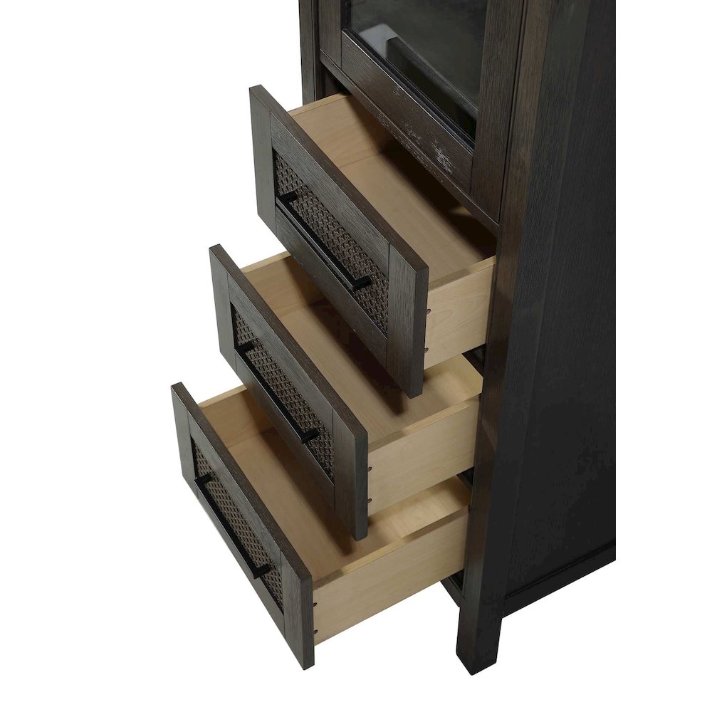 20 Inch Bath Storage Glass Cabinet in Chocolate Oak. Picture 3