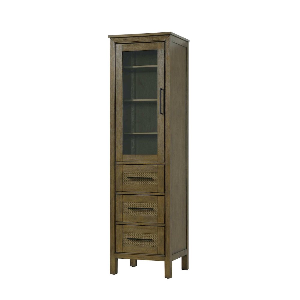 20 Inch Bath Storage Glass Cabinet in Hazel Oak. Picture 1