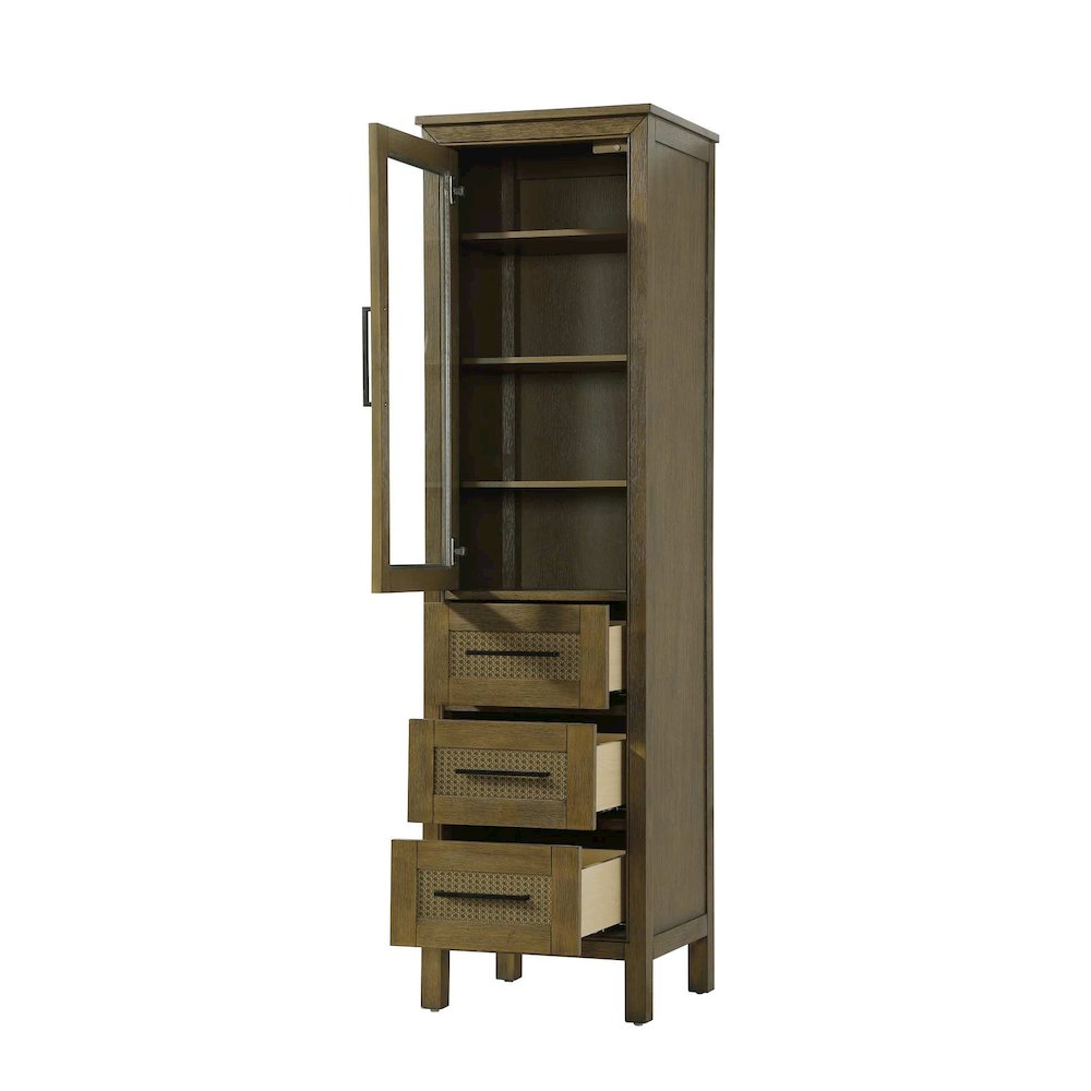 20 Inch Bath Storage Glass Cabinet in Hazel Oak. Picture 2