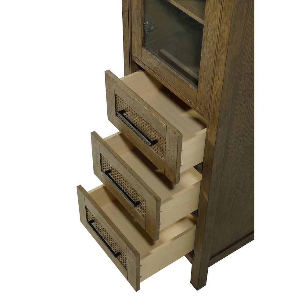 20 Inch Bath Storage Glass Cabinet in Hazel Oak. Picture 3