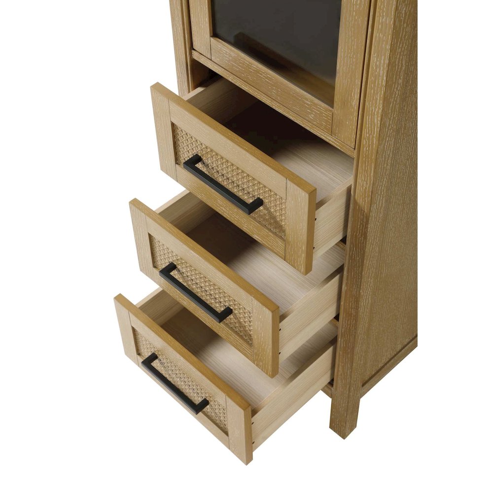 20 Inch Bath Storage Glass Cabinet in Linen Oak. Picture 4