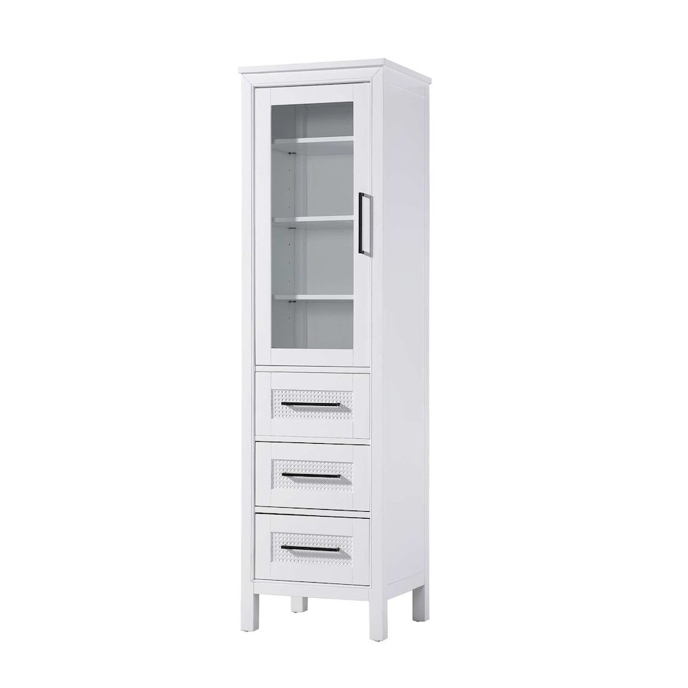 20 Inch Bath Storage Glass Cabinet in White. Picture 1