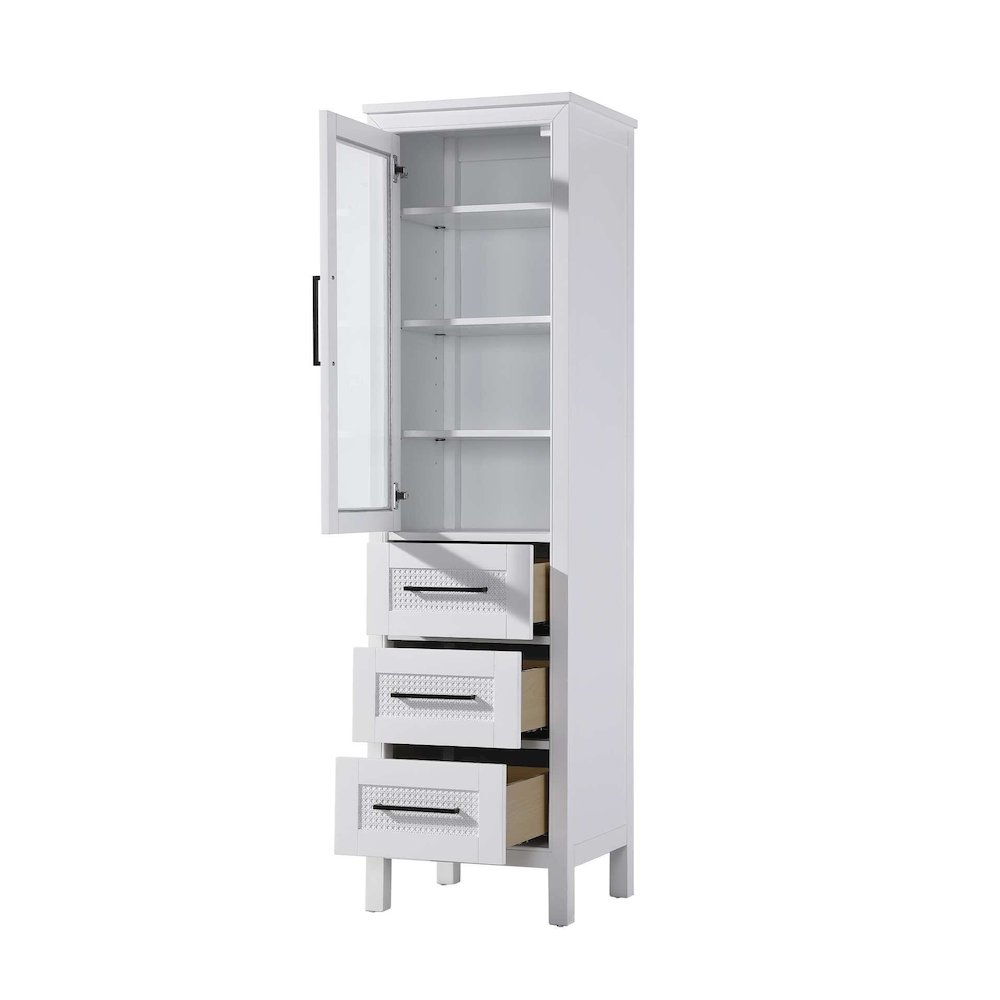 20 Inch Bath Storage Glass Cabinet in White. Picture 2