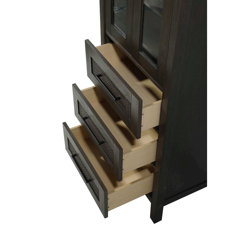 24 Inch Bath Storage Glass Cabinet in Chocolate Oak. Picture 3