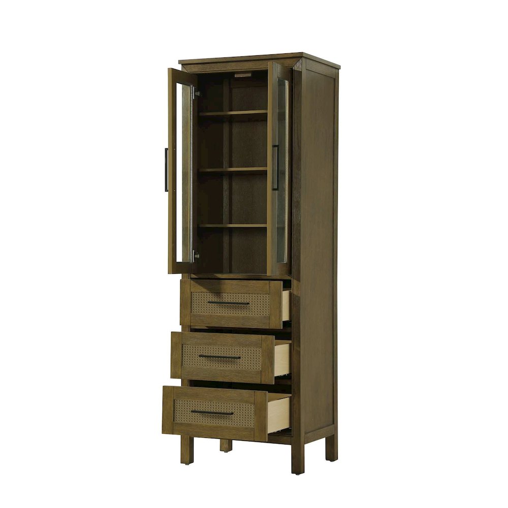 24 Inch Bath Storage Glass Cabinet in Hazel Oak. Picture 2