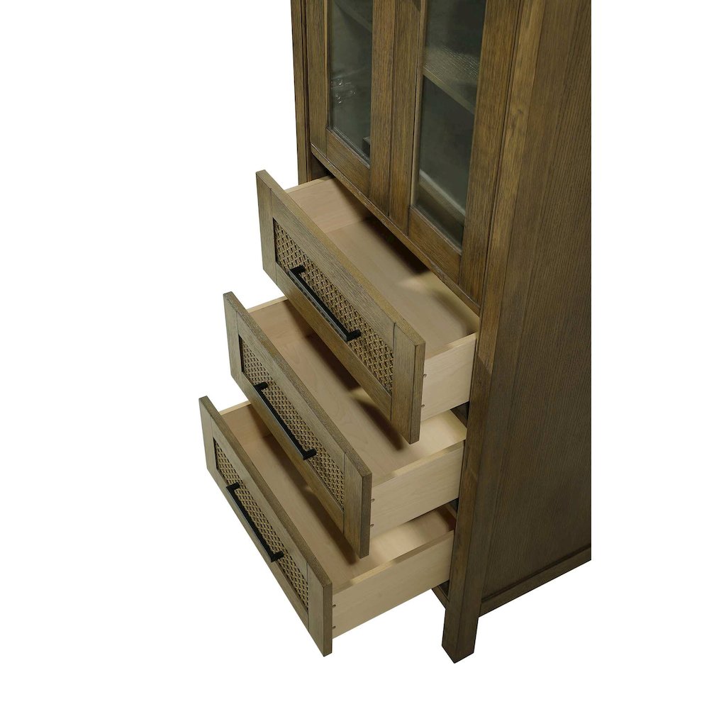 24 Inch Bath Storage Glass Cabinet in Hazel Oak. Picture 4