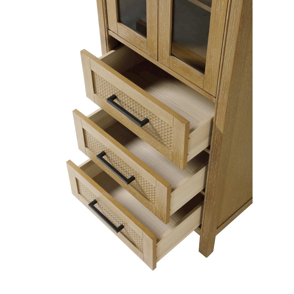 24 Inch Bath Storage Glass Cabinet in Linen Oak. Picture 4
