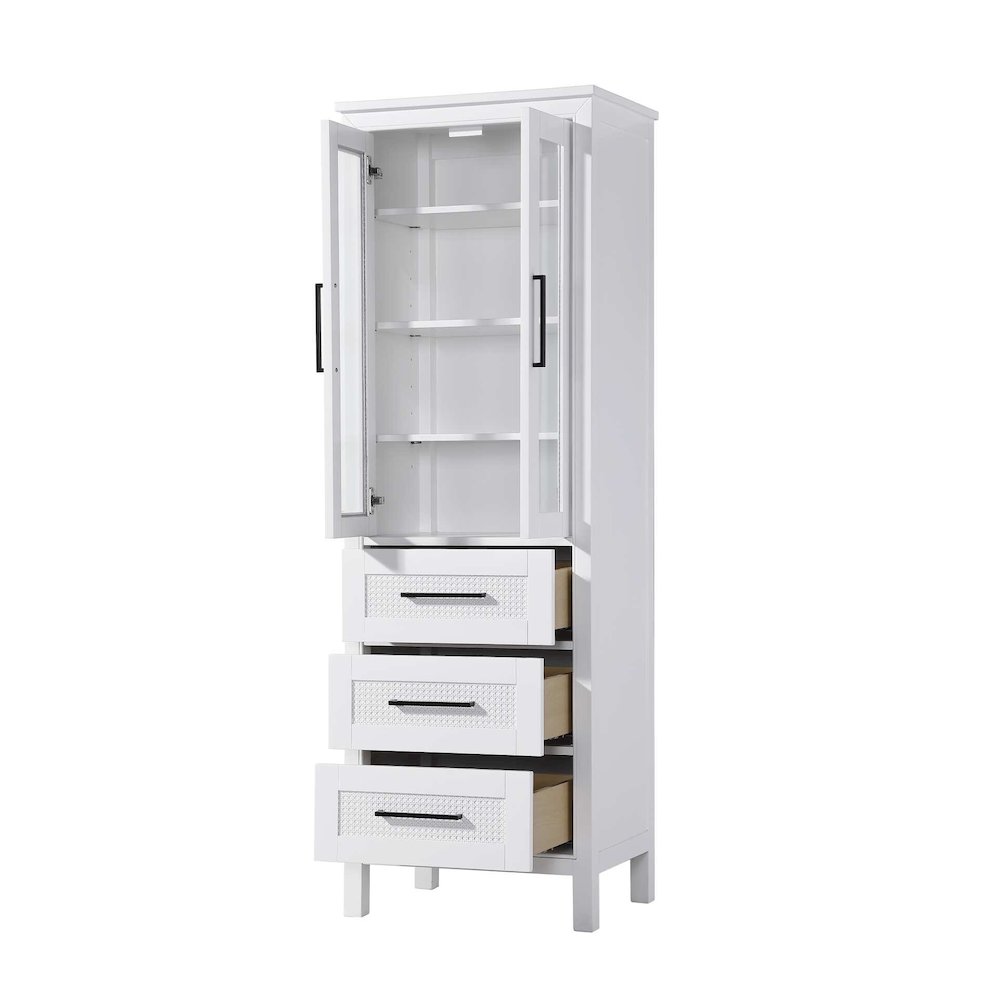 24 Inch Bath Storage Glass Cabinet in White. Picture 2