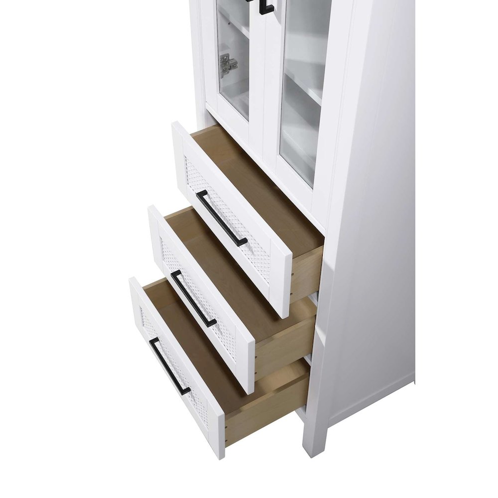 24 Inch Bath Storage Glass Cabinet in White. Picture 3