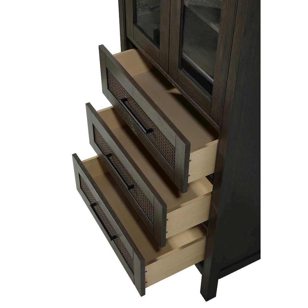 28 Inch Bath Storage Glass Cabinet in Chocolate Oak. Picture 3