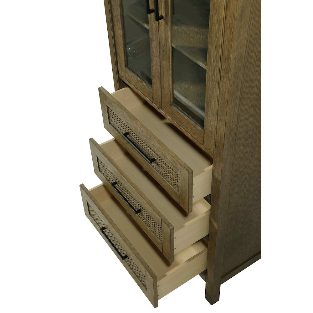 28 Inch Bath Storage Glass Cabinet in Hazel Oak. Picture 3