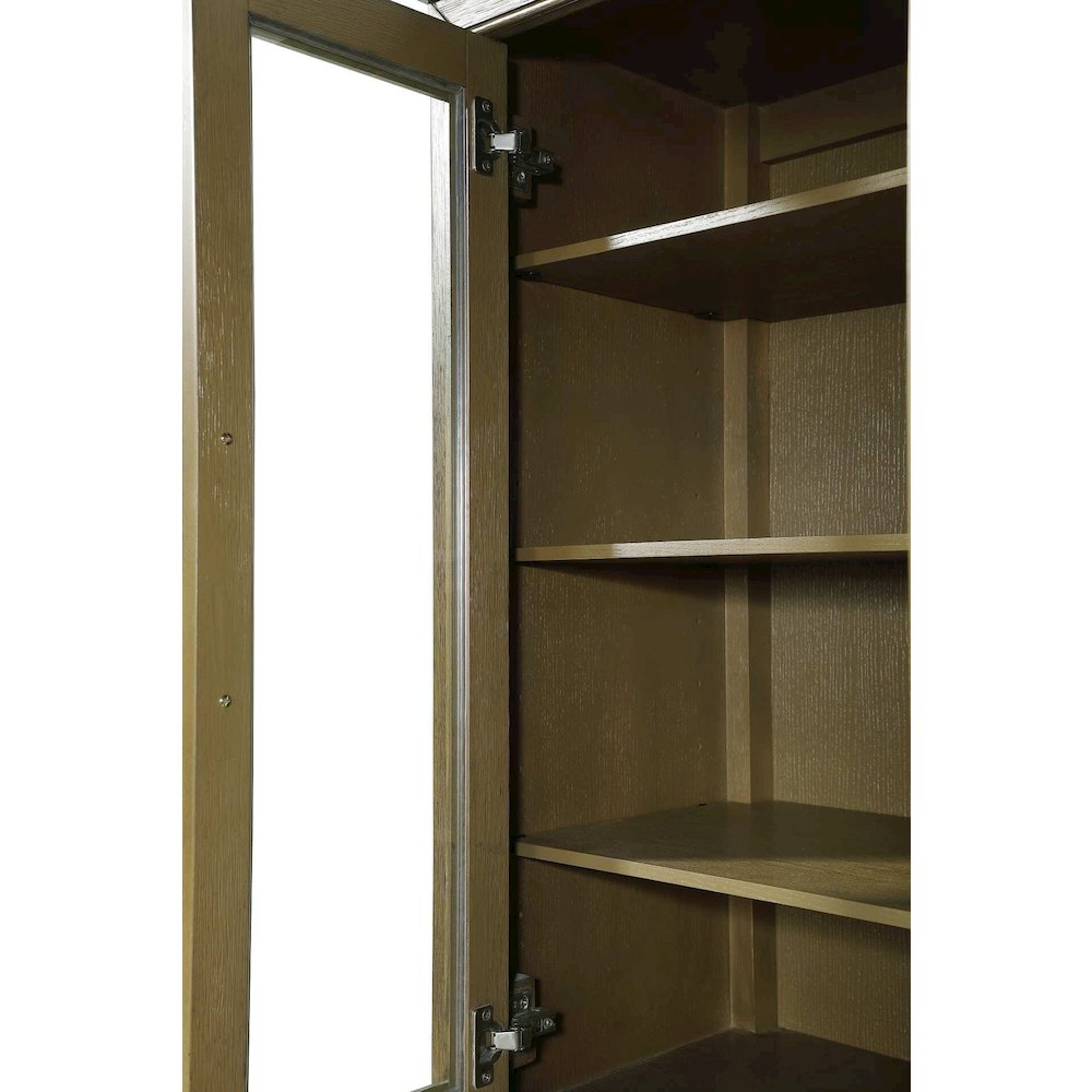 28 Inch Bath Storage Glass Cabinet in Hazel Oak. Picture 4