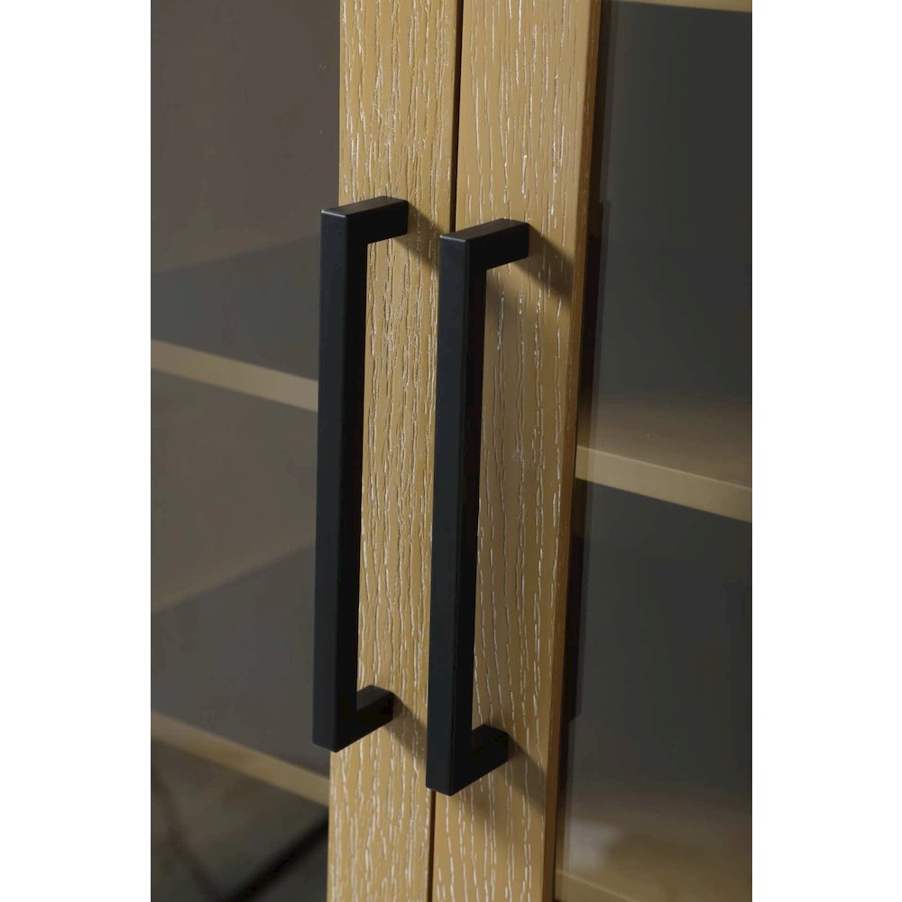 28 Inch Bath Storage Glass Cabinet in Linen Oak. Picture 3