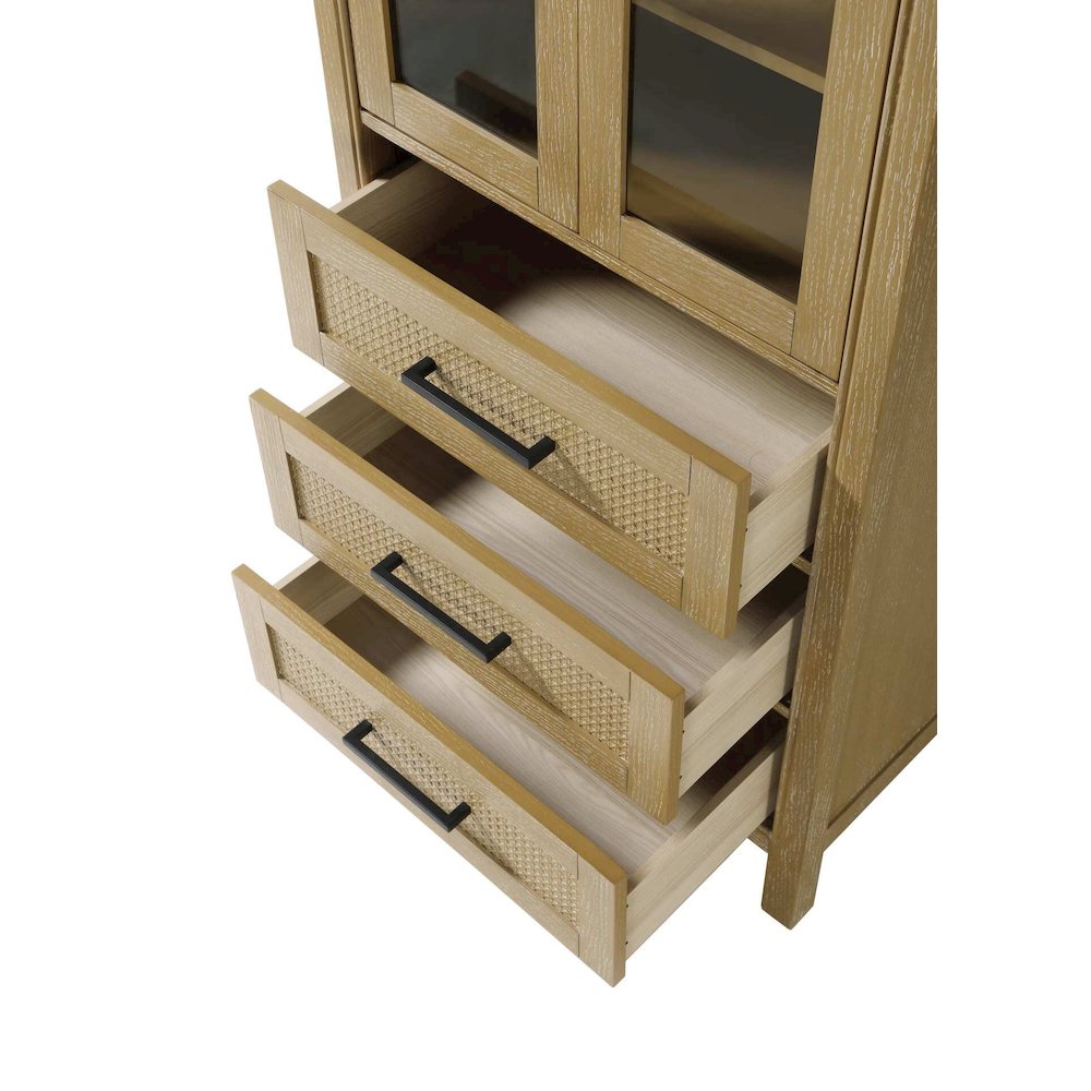 28 Inch Bath Storage Glass Cabinet in Linen Oak. Picture 4