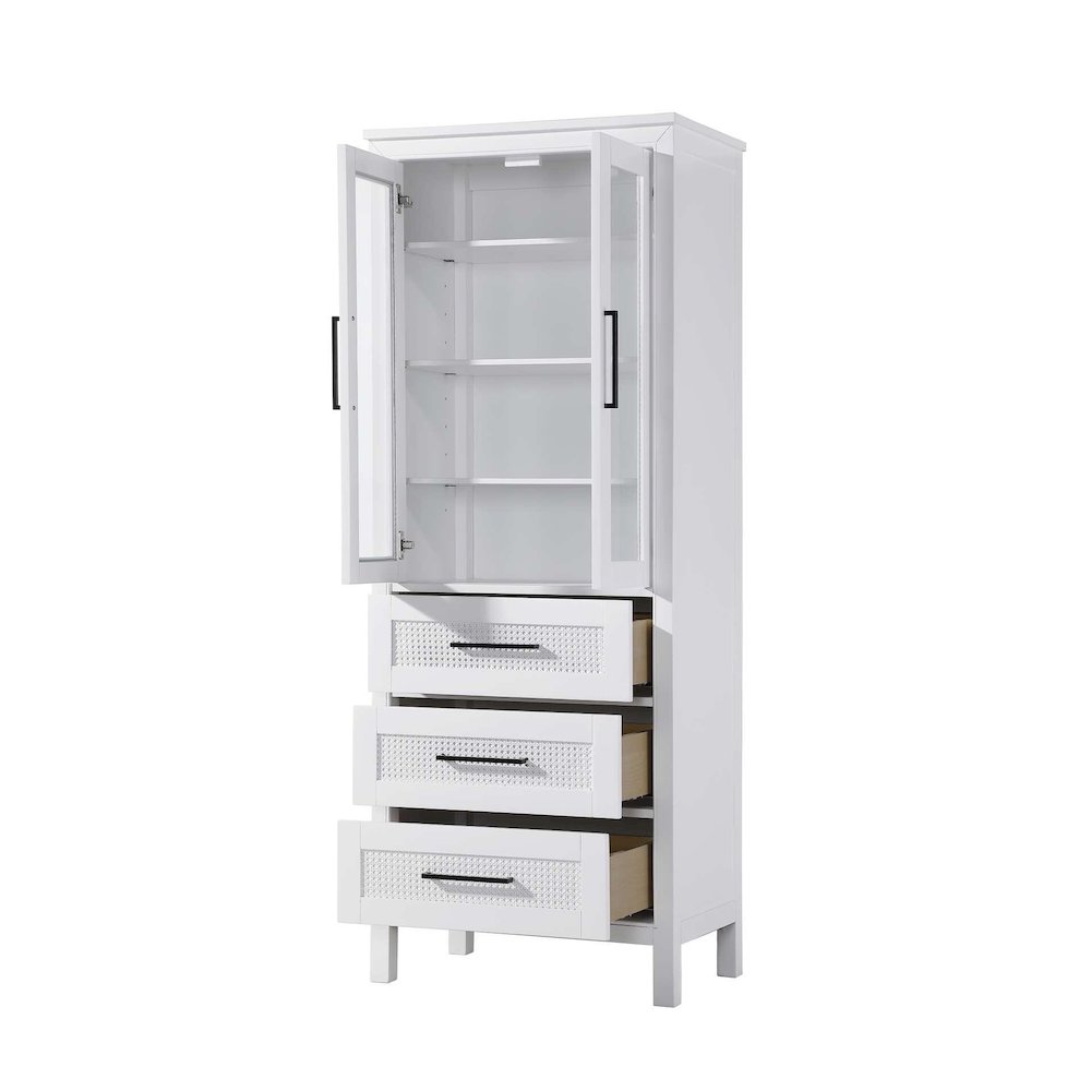 28 Inch Bath Storage Glass Cabinet in White. Picture 2