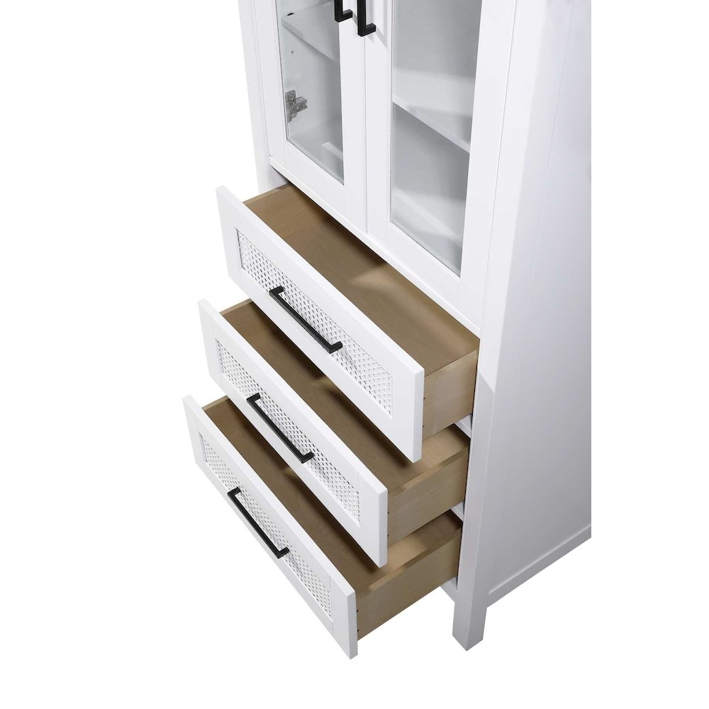 28 Inch Bath Storage Glass Cabinet in White. Picture 3
