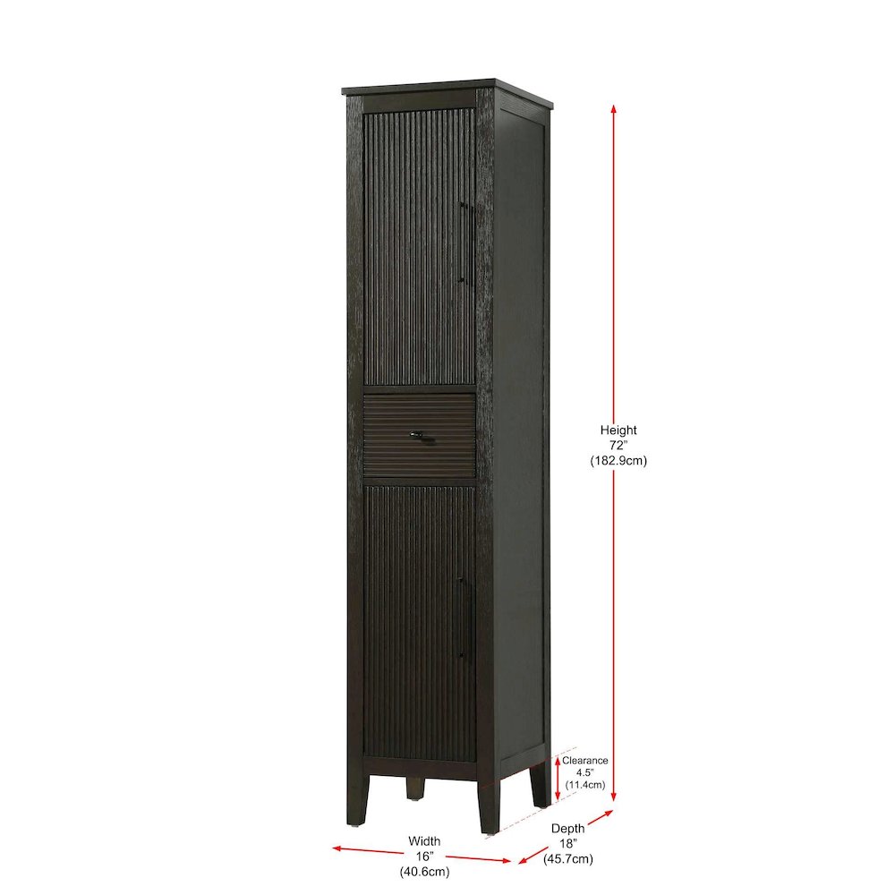 16 Inch Bath Storage Cabinet in Chocolate Oak. Picture 8