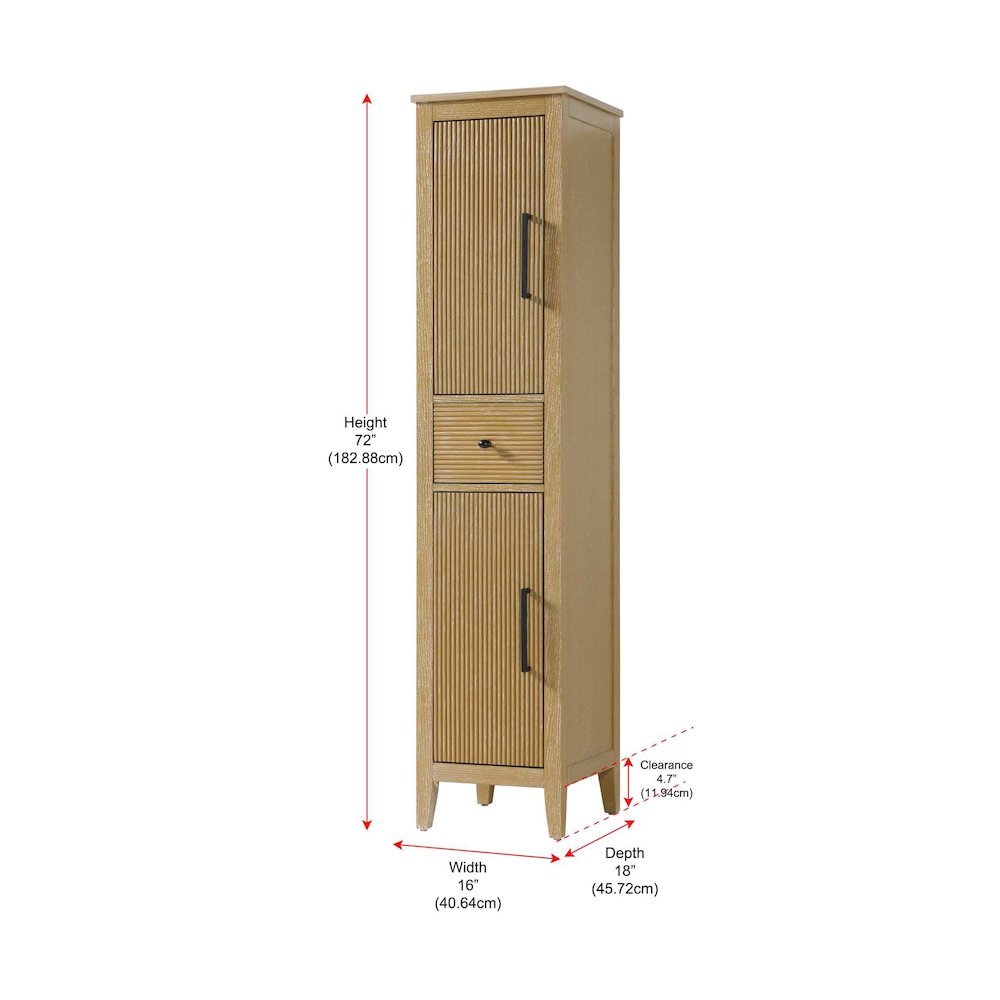 16 Inch Bath Storage Cabinet in Linen Oak. Picture 8