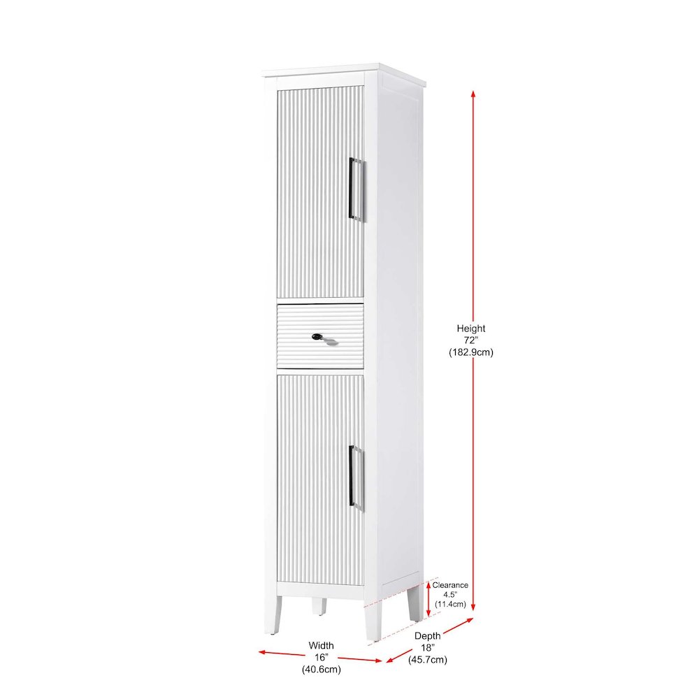16 Inch Bath Storage Cabinet in White. Picture 8