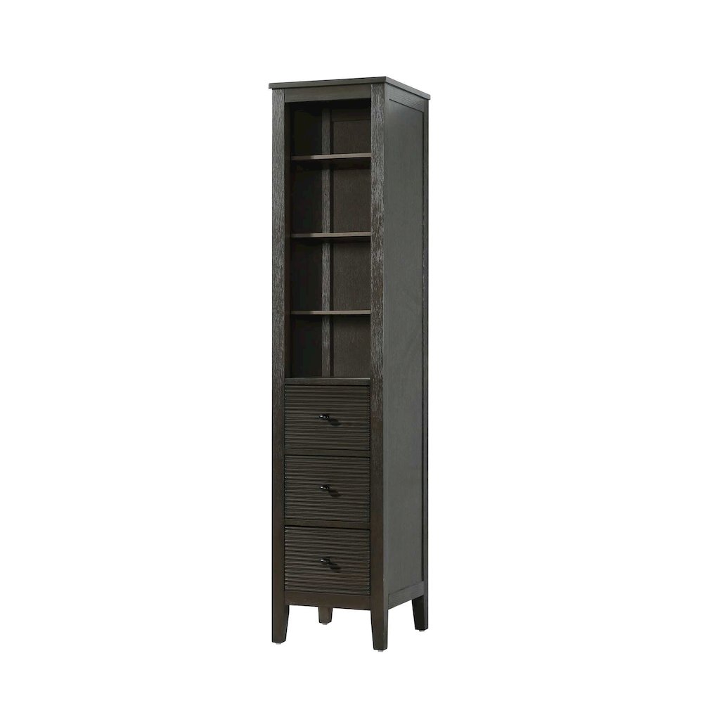 16 Inch Open Shelving Bath Storage Cabinet in Chocolate Oak. Picture 1